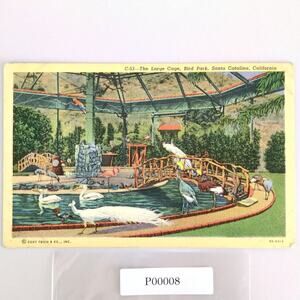 Vintage 1942 Linen Postcard The Large Bird Cage Park Santa Catalina California